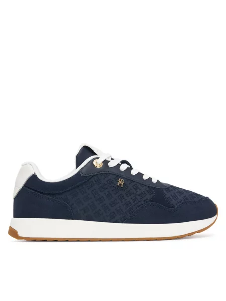 Tommy Hilfiger Sneakersy Th Runner Suede Monogram granatowy