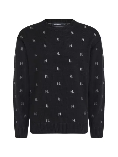 Karl Lagerfeld Pulover gri deschis negru