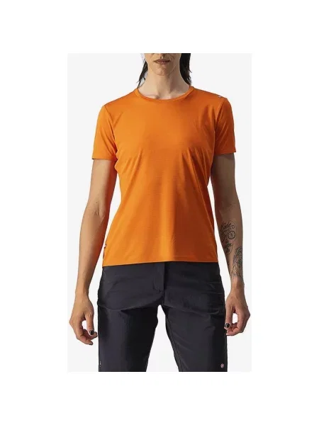 Koszulka z krótkim rękawem Castelli Tech 2 w kolorze rdzawo-pomarańczowym XS pomarańczowa