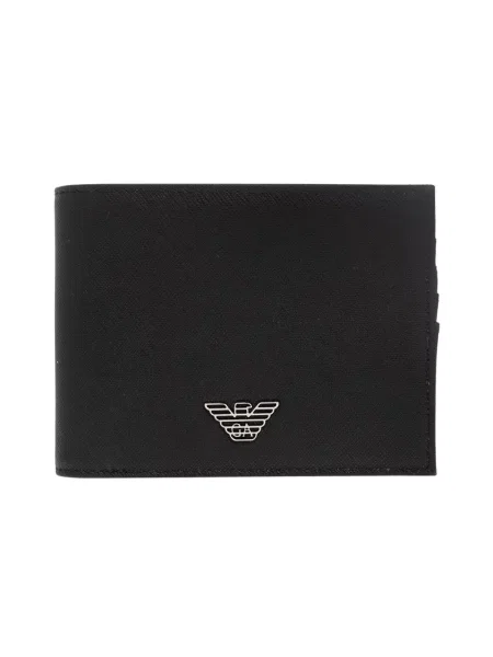 Portfel Emporio Armani skórzany z logo czarny