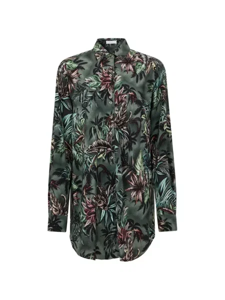 Jedwabny koszula w kwiaty Rabanne w kwiatki zielony