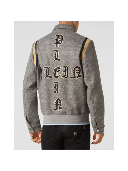 Kurtka bomber Philipp Plein wełniany szary
