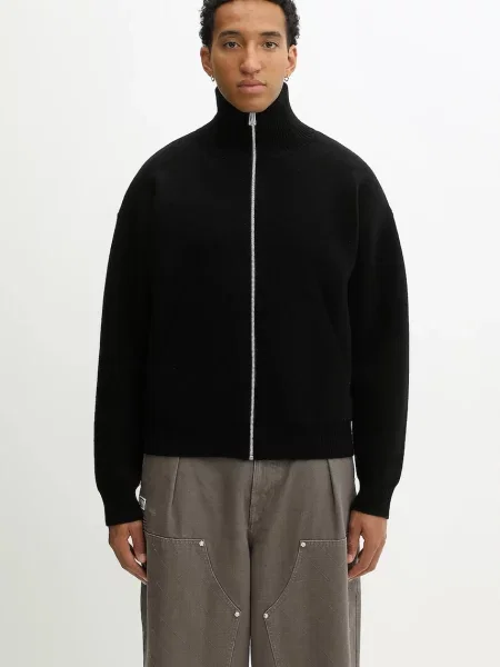 Axel Arigato cardigan din amestec de lână Core zip-up negru