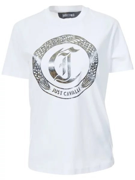 Tricou Just Cavalli cu imagine alb