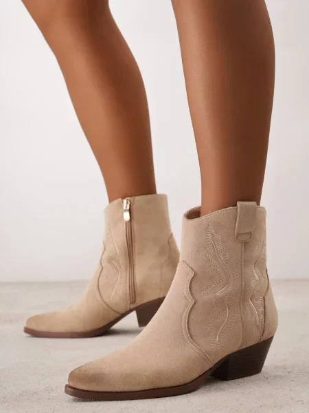 Botine Seastar cu toc conic conici bej