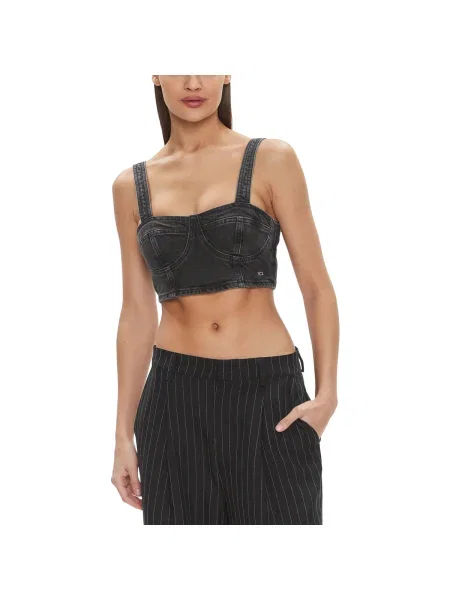 Tommy Jeans Felső Bustier Top Slim Fit fekete