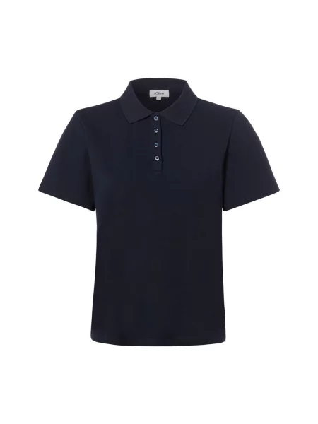 Koszulka polo o kroju regular fit z mieszanki bawełny S.oliver Red Label niebieska