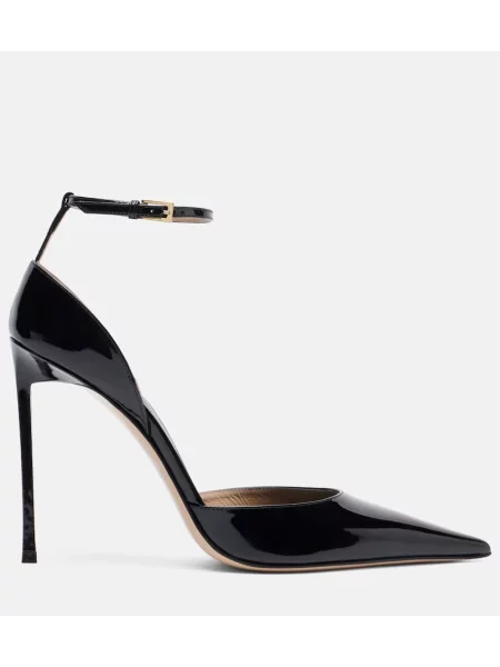Pantofi cu toc Tom Ford din piele de lac negru