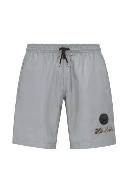 Slip de baie Plein Sport cu autograf cu cordon albastru