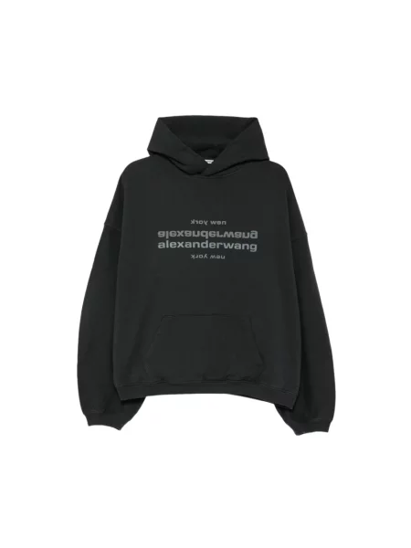 Bluza z kapturem Alexander Wang z kapturem z logo czarna