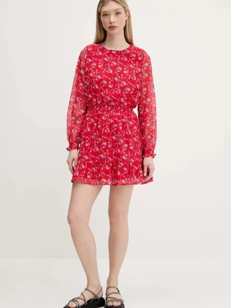 Tommy Jeans sukienka mini rozkloszowana czerwony