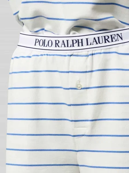 Piżama z wyhaftowanym logo i elastycznym z logo Polo Ralph Lauren biała