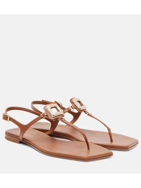 Chiloți tanga Roger Vivier din piele maro