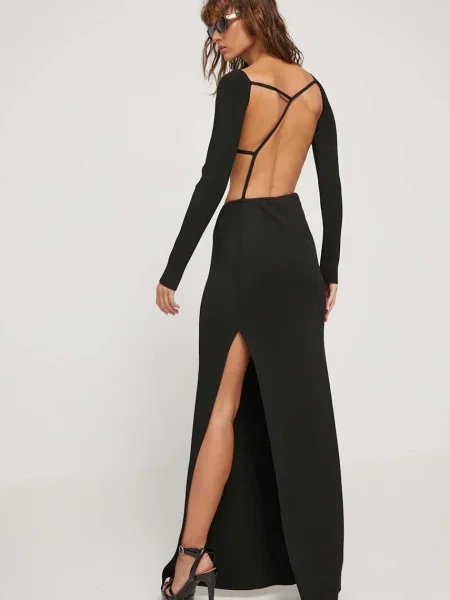 GCDS rochie maxi mulata negru