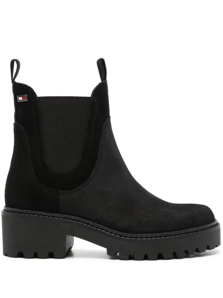 Botine Tommy Hilfiger din piele de căprioară negru