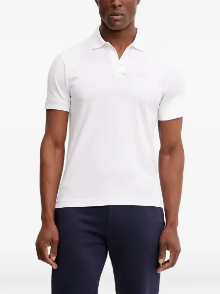 Scurt tricou polo Ea7 Emporio Armani cu imagine alb