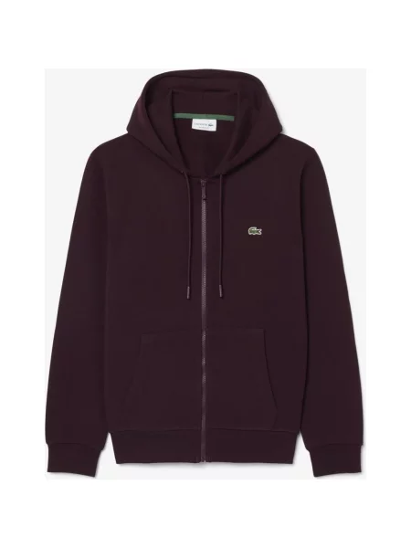 Bluza z kapturem Lacoste Classic Fit Full Zip bordowa S brązowa