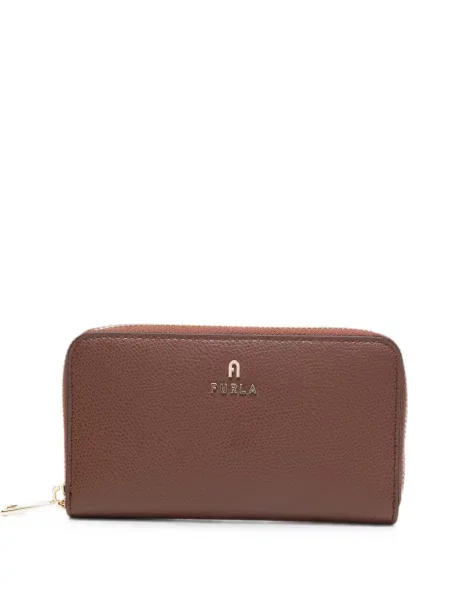Portofel Furla din piele cu autograf maro