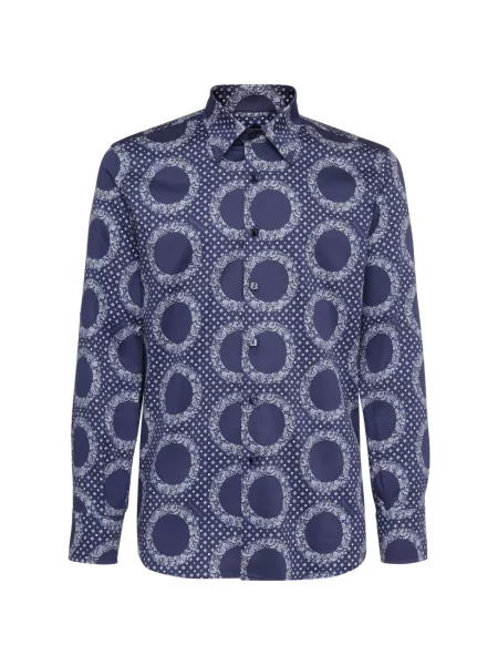 Cămașă Billionaire cu model paisley din poplin albastru