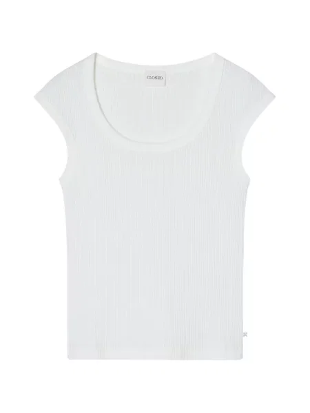 Top Closed cu nervuri alb