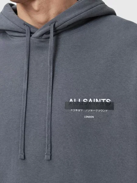Свитер Allsaints с капюшоном с принтом черный
