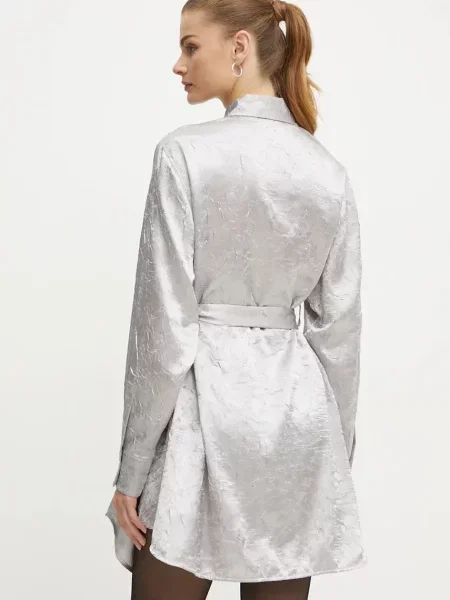 Платье мини Pinko клеш серебряное