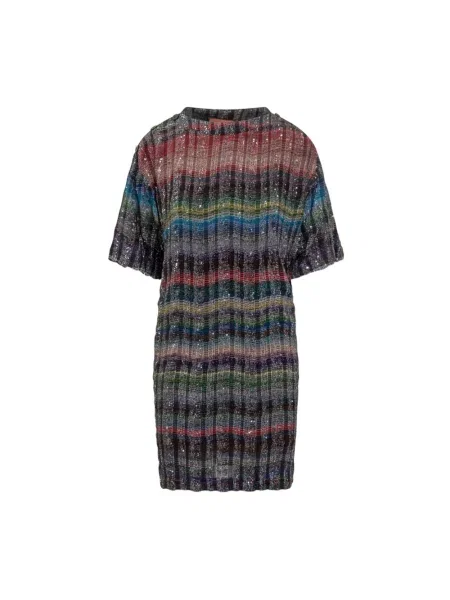 Wielobarwność sukienka mini Missoni garniturowa z cekinami