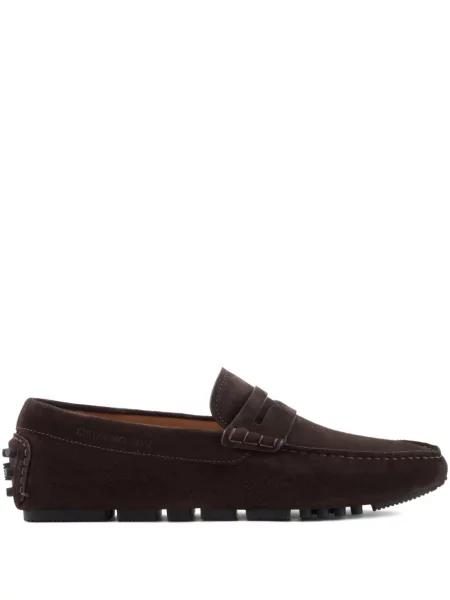 Pantofi loafer Emporio Armani din piele de căprioară maro