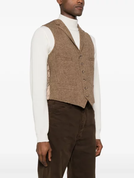 Aksamitna koszula Polo Ralph Lauren zwężana jednorzędowa brązowa