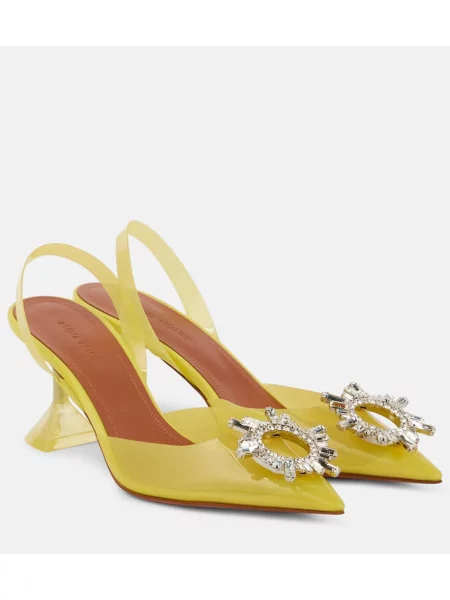 Pantofi cu toc Amina Muaddi slingback galben