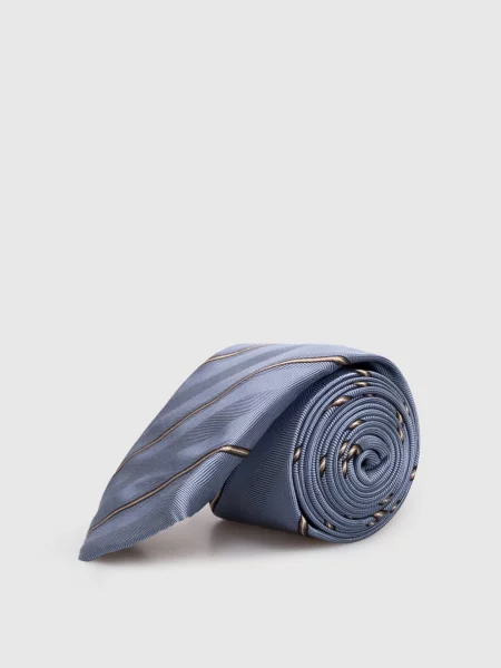 Шелковый галстук Brunello Cucinelli в полоску голубой