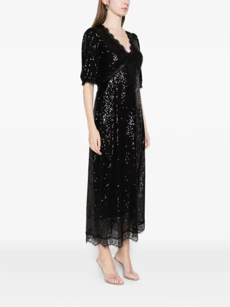 Rochie midi Rixo cu paiete din dantelă negru
