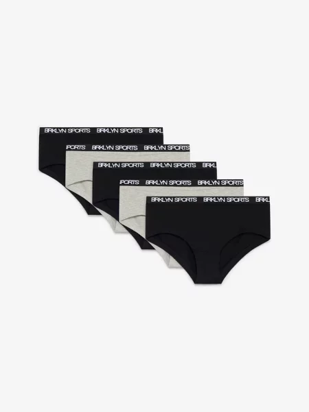 Figi panty z miękkiej mieszanki bawełny organicznej 5 szt. szare