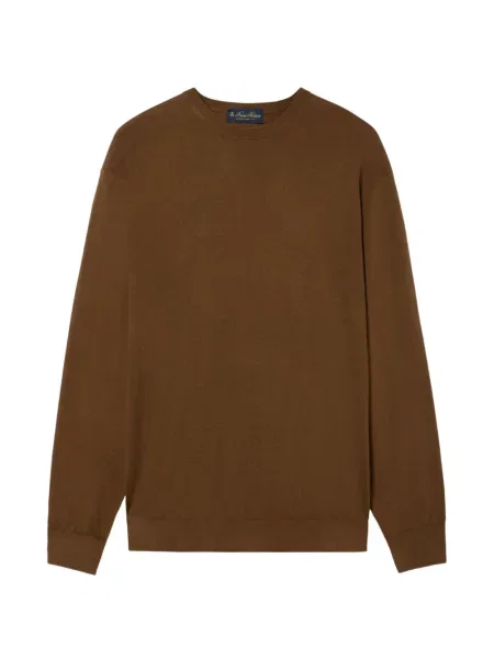 Pulover Brooks Brothers cu decolteu rotund maro