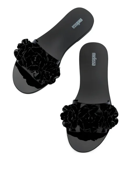 Papuci Melissa cu model floral negru