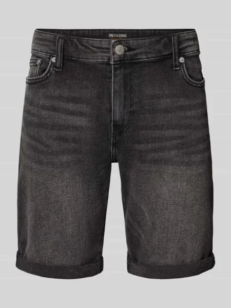 Szorty jeansowe o kroju regular fit z mieszanki bawełny model PLY' Only & Sons czarne