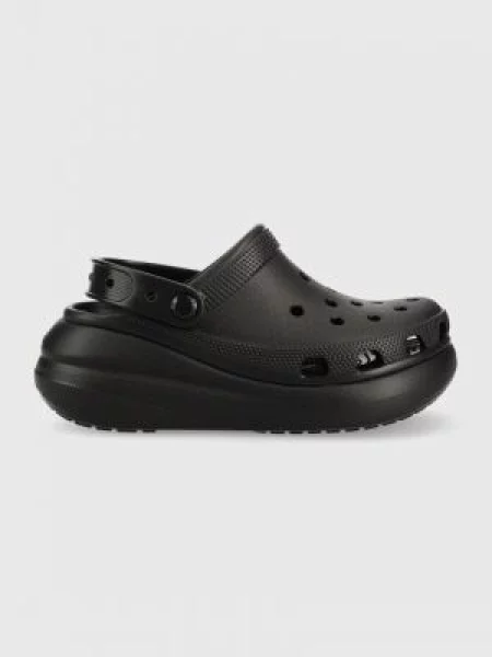 Crocs papuci Classic Crush Clog femei cu platforma negru