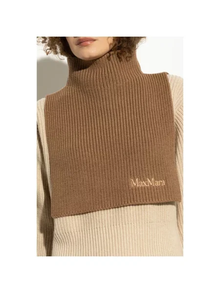 Szal Max Mara wełniana do golfa brązowa