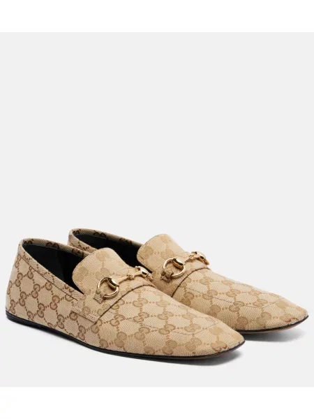 Plátěné loafers Gucci béžové