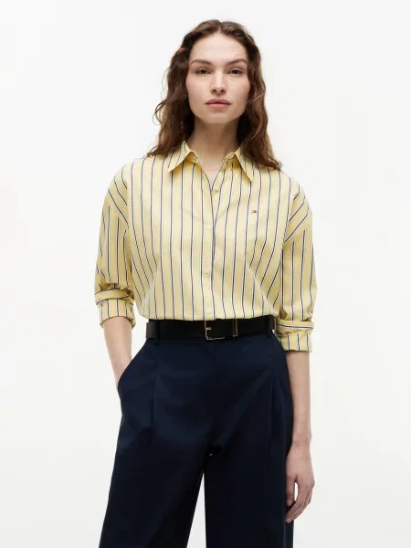 TOMMY HILFIGER Bluză galben / negru alb
