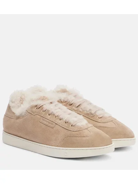 Sneakerși Ferragamo din piele de căprioară bej