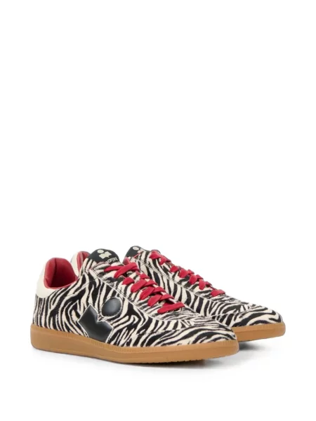 Sneakerși Isabel Marant din piele cu imagine cu model zebră alb