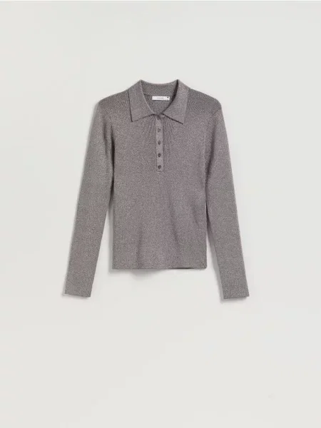 Reserved Блузка з коміром темно-сірий сіра