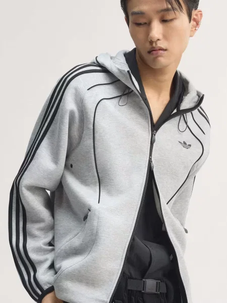 Спортивна кофта adidas SPACER поліестер/бавовна сірий