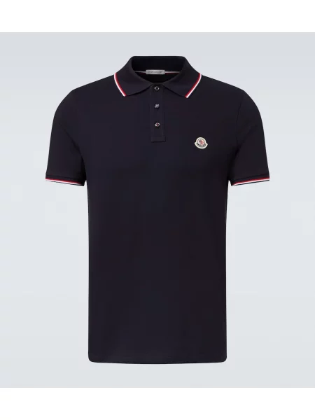 Polo Moncler din jerseu albastru