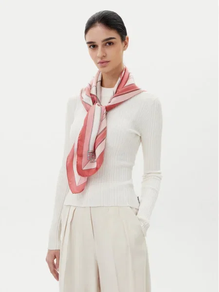 Копринен шал Boss с принт червено