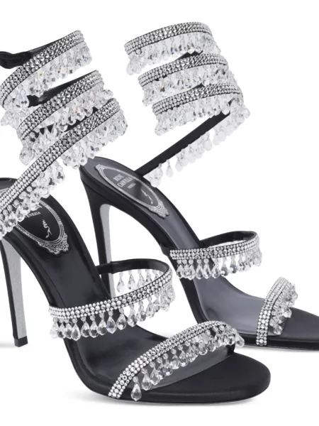 Sandale Rene Caovilla de cristal negru