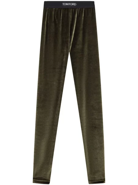 Leggings Tom Ford de catifea cu autograf verde