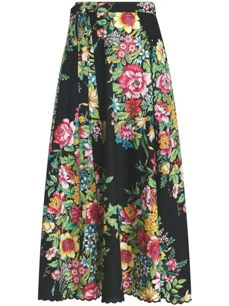 Fustă midi Etro cu model floral cu imagine până la genunchi negru