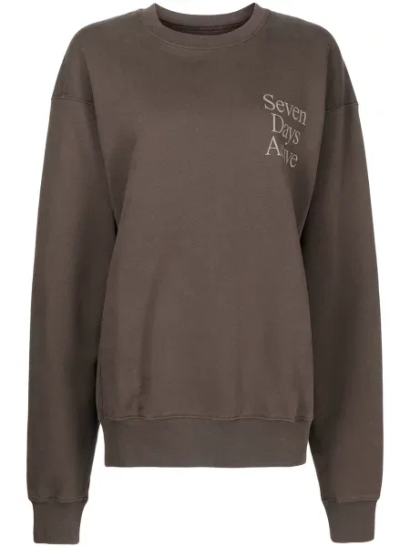 Hanorac crewneck 7 Days Active cu imagine maro
